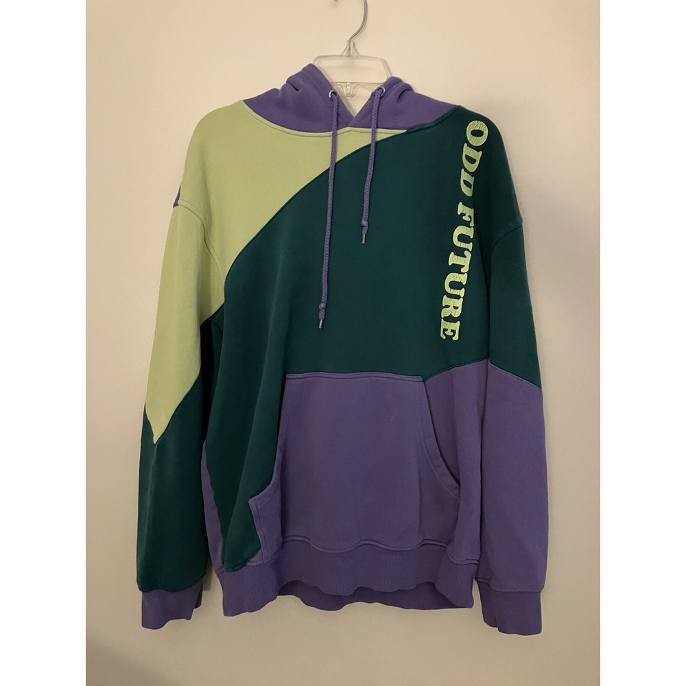 Odd Future Colorblock Purple Green Neon Green‎ Hoodie Large Donut Tyler Creator